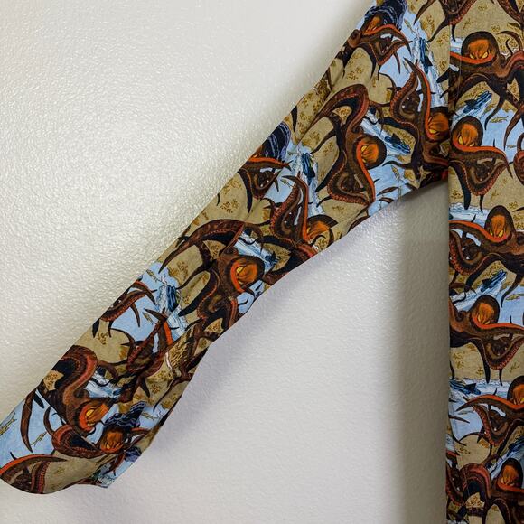 Eton Dress Shirt Mens 39 Medium Slim Fit Tan Long Sleeve Button Up Octopus - Picture 5 of 11